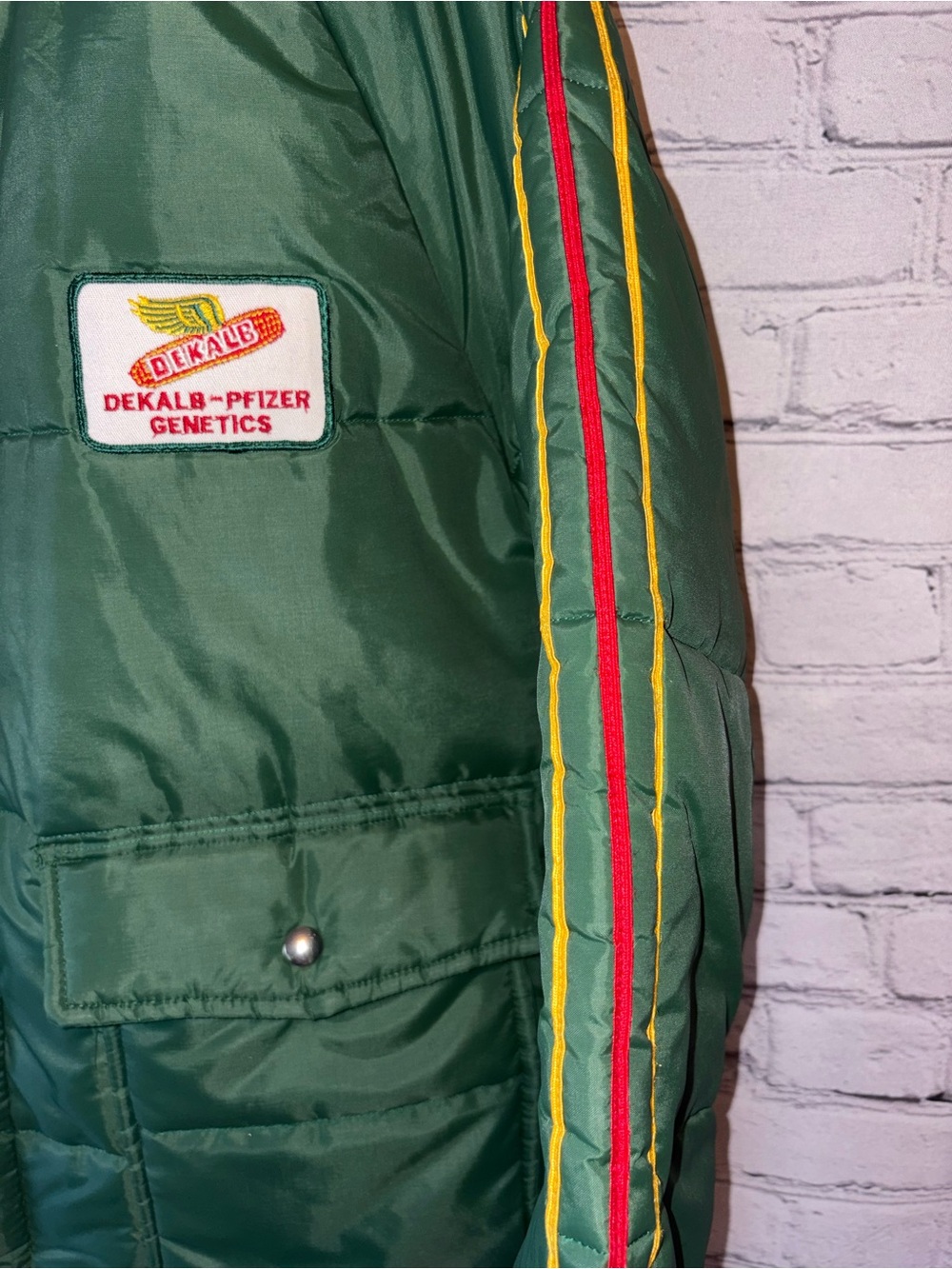 Dekalb Agricultural Swingster Satin Puffer Jacket Puffy Coat Vintage Retro Farm - Picture 14 of 16